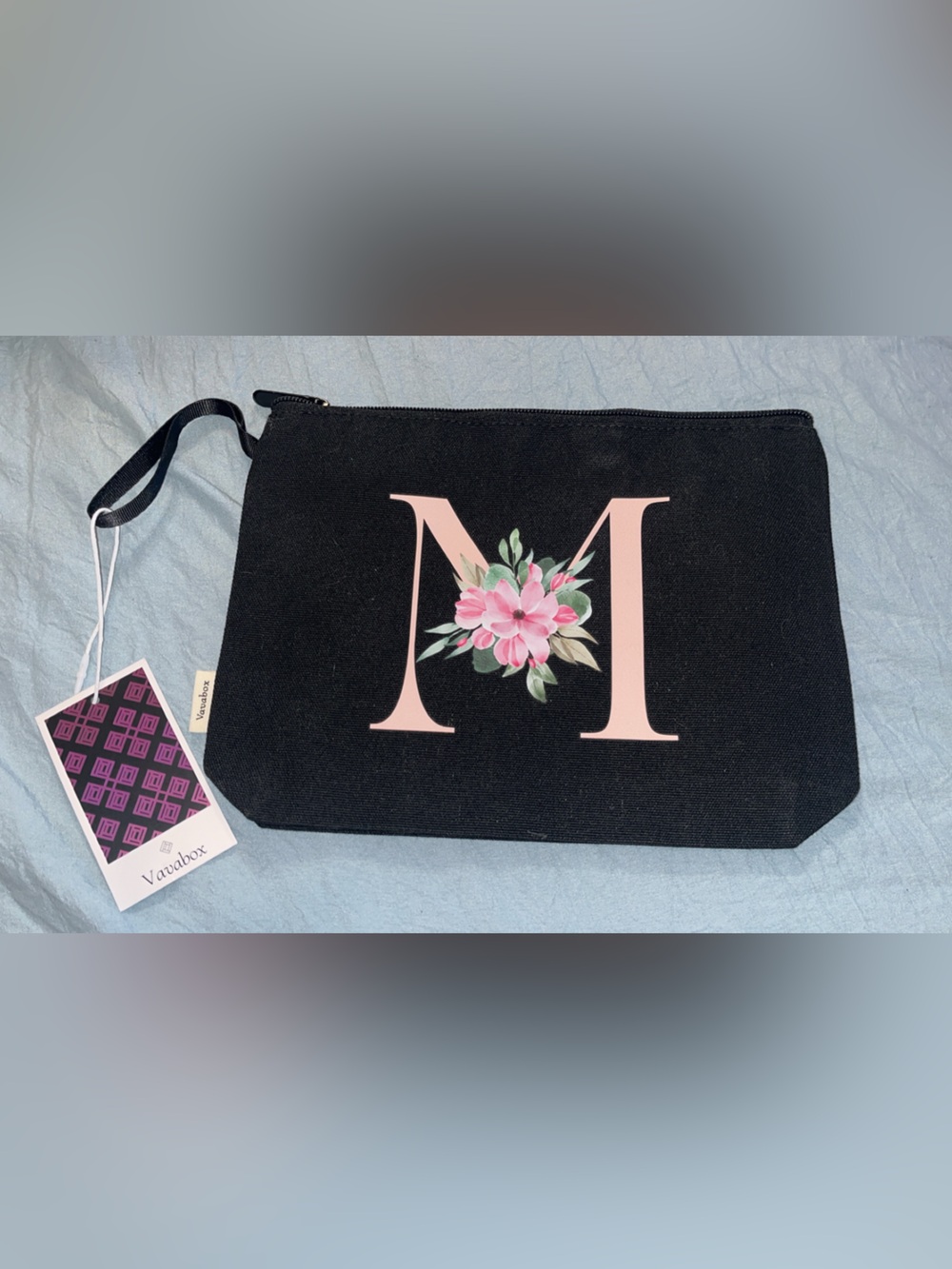 Vavabox Monogram Floral M Zip Pouch